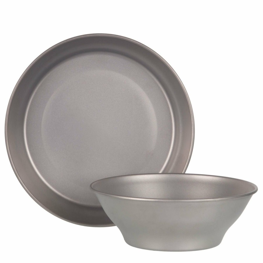 Lifeventure Gear Lifesystems Camping Tableware | Titanium Plate & Bowl Set